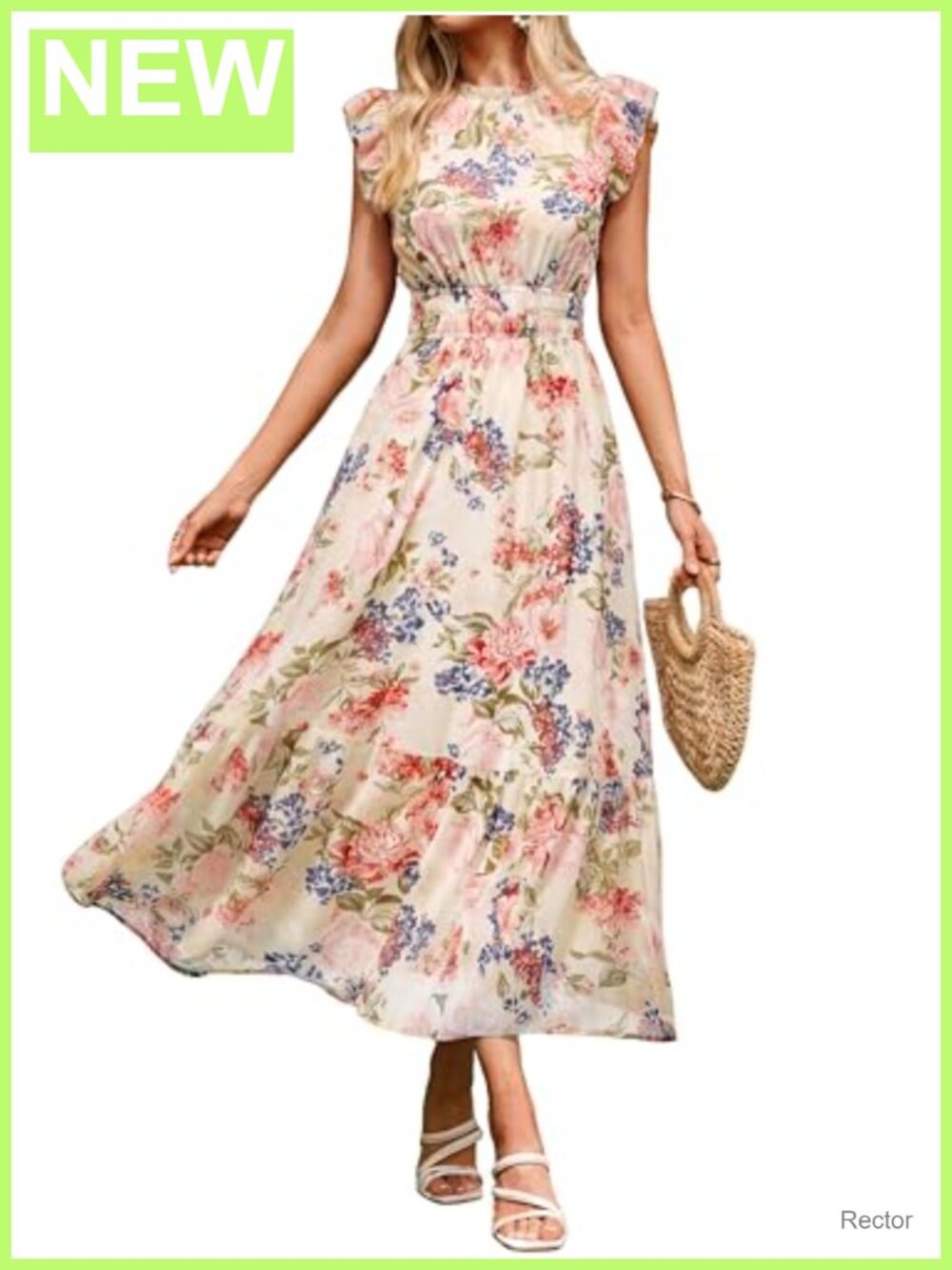 Floral Maxi Dress Summer Wedding Guest Chiffon A-Line Short Sleeve Modest